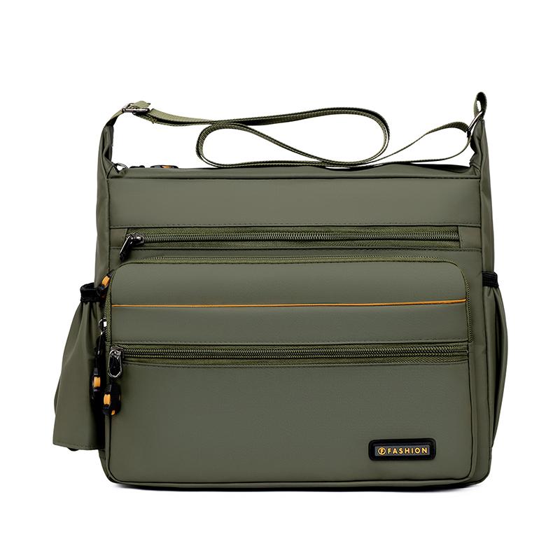 

Men s Crossbody Bag Multi-Pocket Waterproof Shoulder Bag Business Solid Color Large Capacity Small Square Bag зелений