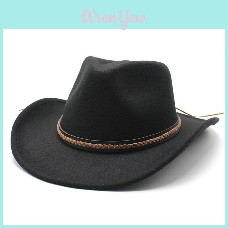 Vintage Black Wool Felt Jazz Hat With Wide Brim For Men And Women