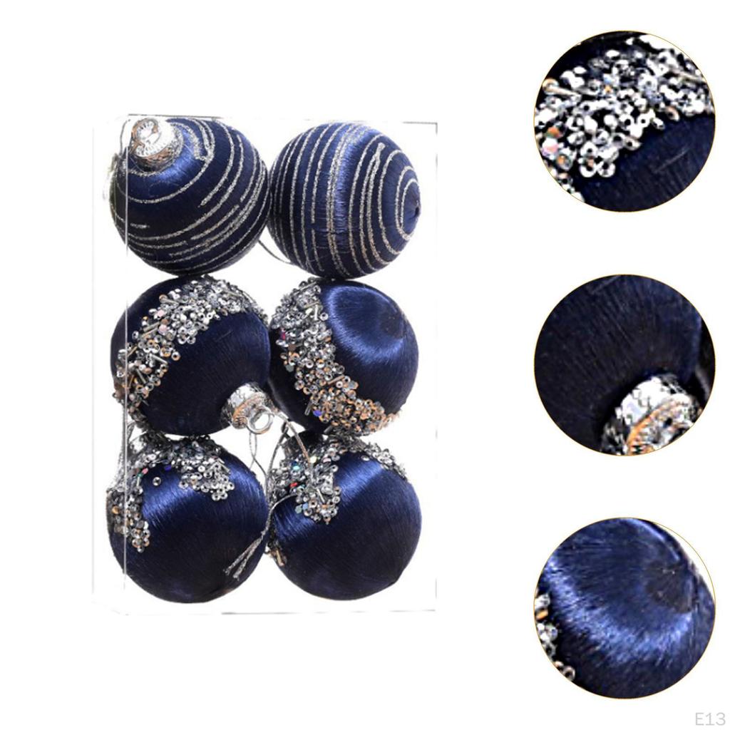 6Pcs Christmas Ball Ornaments Hanging Shatterproof Balls Decorative Bauble for