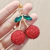 Creative Alloy Diamond Inlaid Red Cherry Keychain Fashion Simulation Fruit Keychain Exquisite Bag Decoration Accessories Gifts