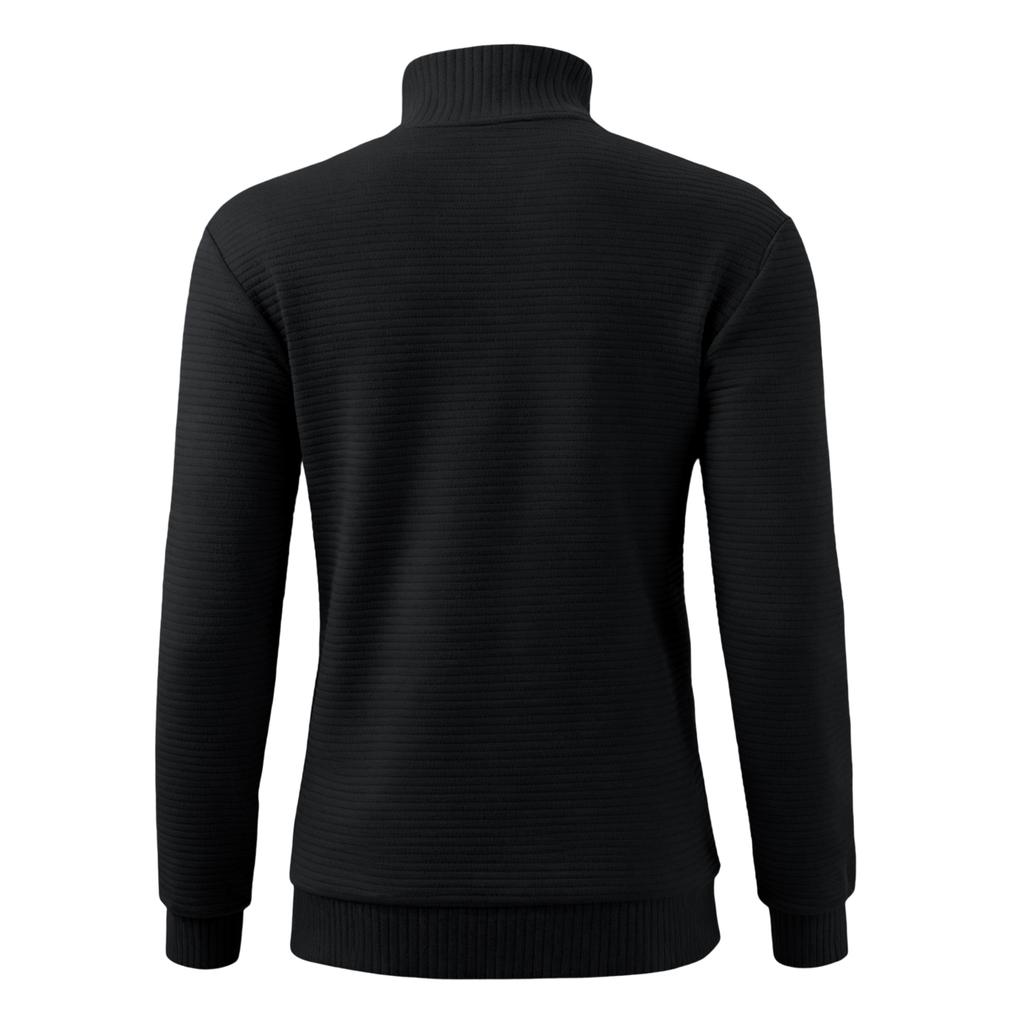 Men's Casual Sports Long-sleeved Thickened Sweatshirt, Men's Stand-up Collar Semi-zipper Striped Texture Top