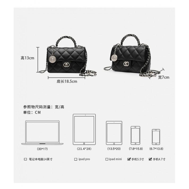 Small Square Crossbody Bag Women PU Leather Chain Strap Handbag With Rhombus Quilted Design