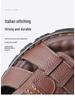 Men's Plus Size Cowhide Sandals: Breathable, Non-Slip, Waterproof Velcro Beach Shoes for Middle-Aged and Elderly.