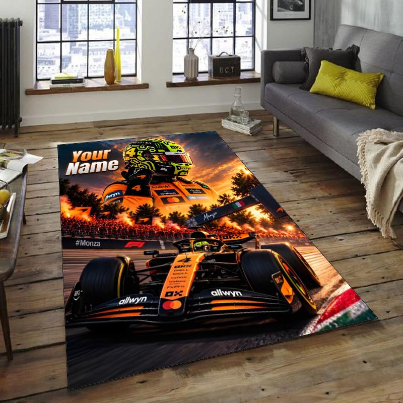 Lando Norris Design Area Rug Personalized Name- Non-Slip, Soft & Cozy Floor Mat for Living Room, Office - Indoor/Outdoor Carpet