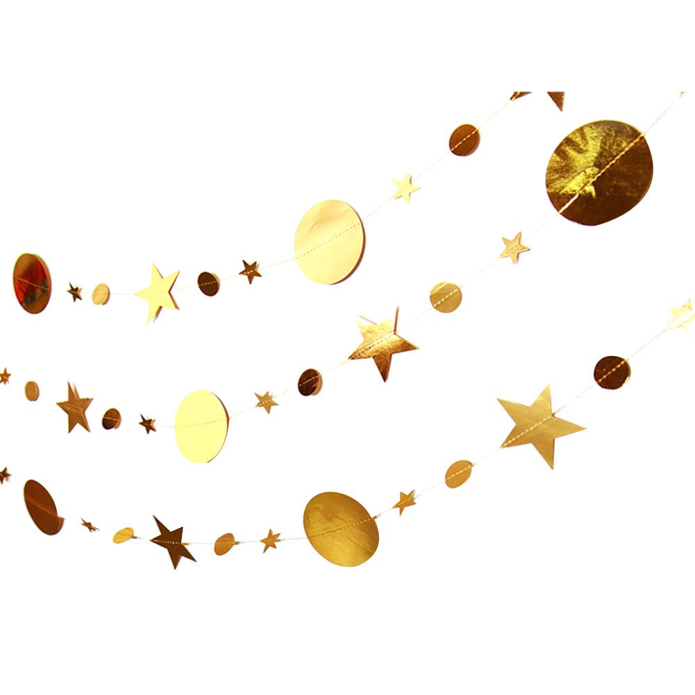 4m Five-Pointed Stars Round Mirror Effect Hanging Banner Bunting Party Decor