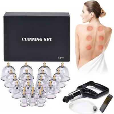Set Coppettazione 12/22 Coppette per Massaggio Kit Coppettazione Cinese con Pompa Manuale Set Ventose Coppettazione Sottovuoto di Alta Qualità