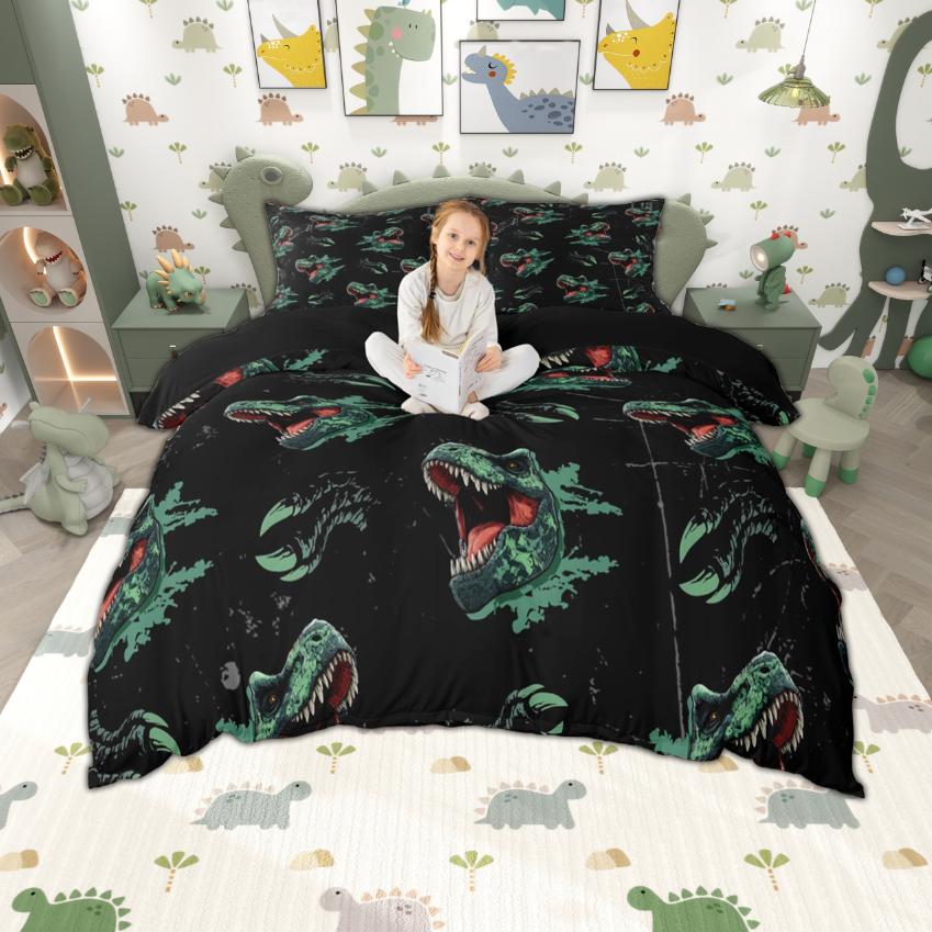 

Homewish Cute Dinosaur Duvet Cover Set For Boys Girls 2Pcs/3Pcs Kawaii Animal Bedding Cartoon Dino Comforter Cover Set EU Single(135*200cm)3pcs