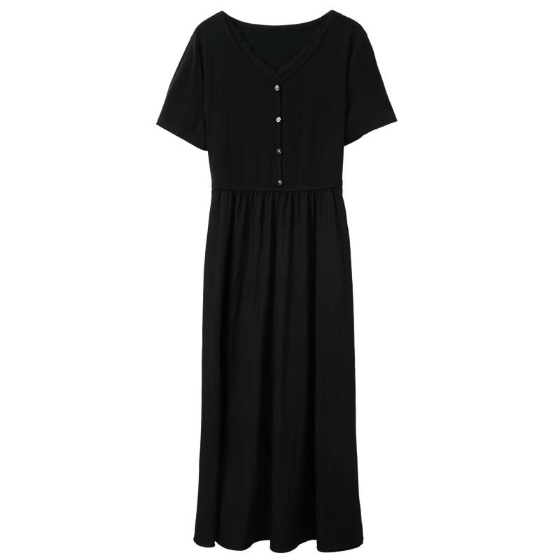 Sancai Plus Size V-Neck Slimming Little Black Dress