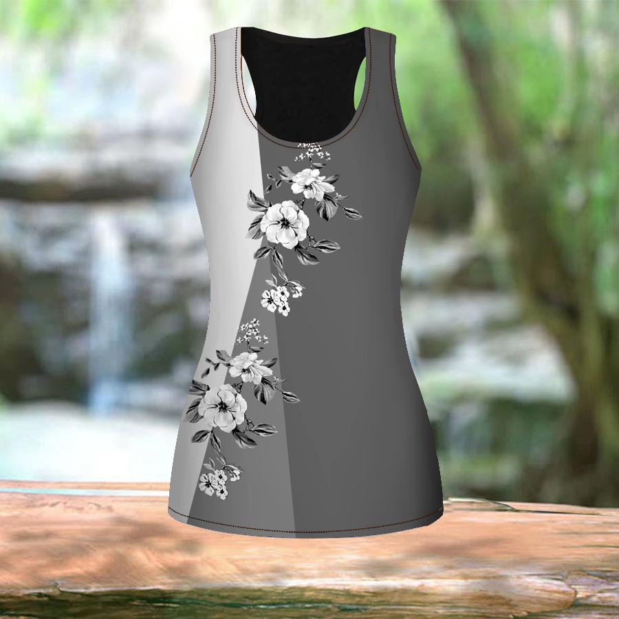 3D Peach Blossom Print Women Workout Yoga Gym Printed Summer Sport Shirts Plus Size Vests