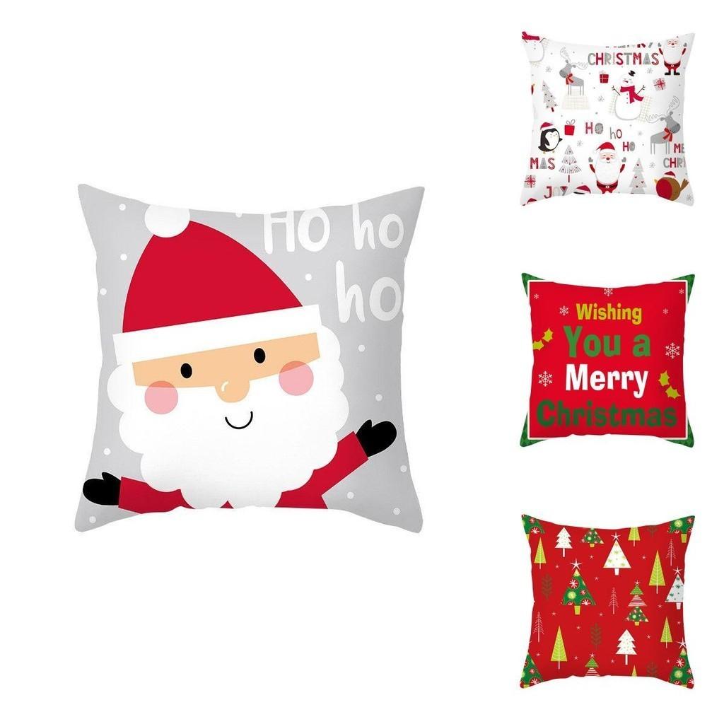 Capa de Almofada Festiva de Pai Natal de Natal com Veludo Super Macio de Pele de Pêssego Para Decoração de Casa