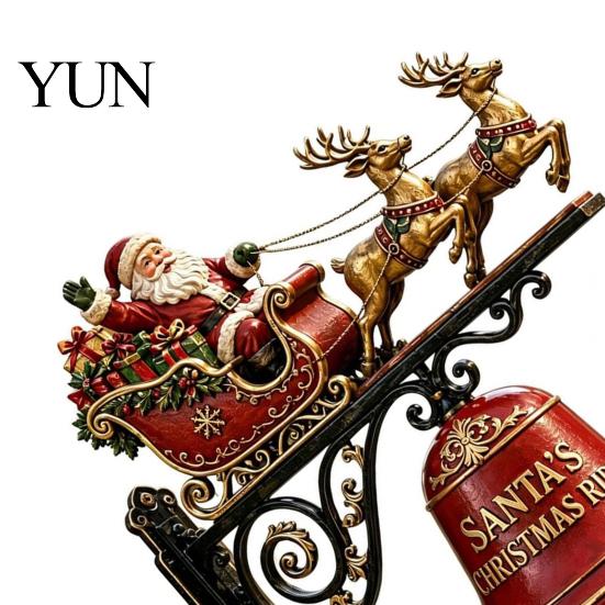 Decorative Doorbell for Christmas Bell Wall Hanging Decoration, Santa Sleigh Reindeer Ornament, Large Holiday Craft Home Decor Porch Door Fireplace