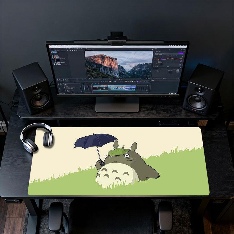 Totoro Mouse Pad, Large Gaming Desk Mat, Non-slip XXL Mousepad for Laptop & Tablet, Mini PC Playmat with Stitched Edges