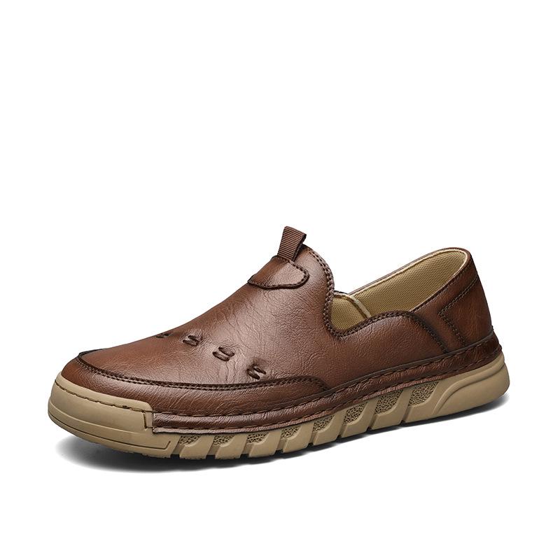 Men s Casual Thick-Soled Leather Loafers - Large Size Fashion Handmade Shoes 44