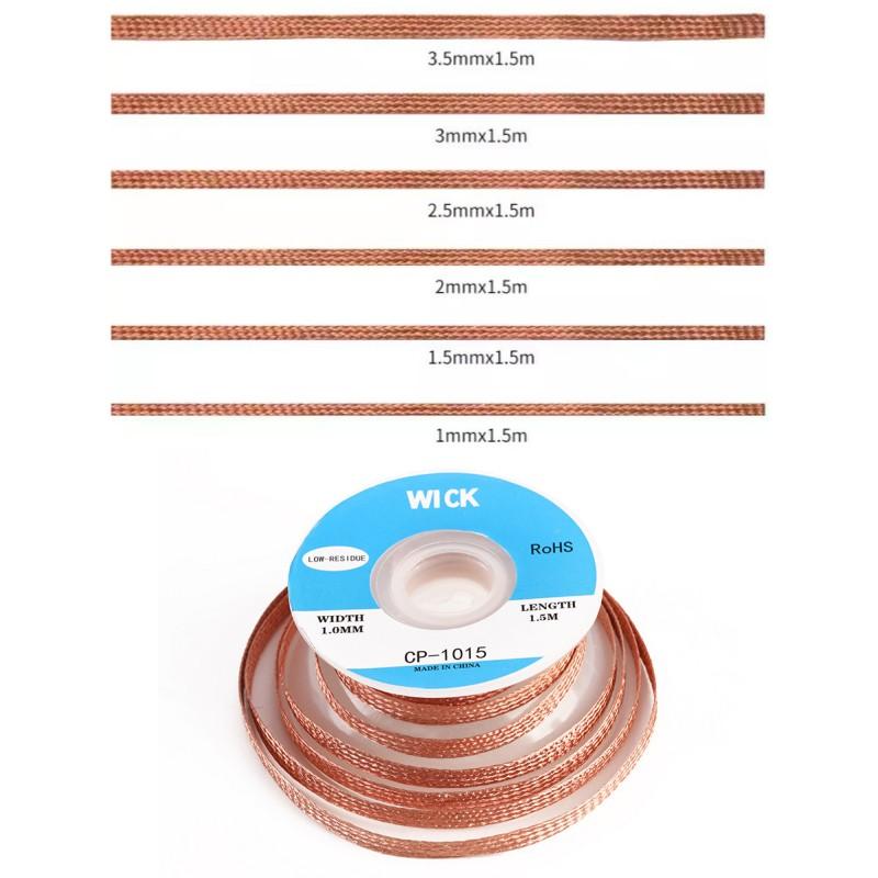 

1.5/3M Length Welding Wires Desoldering Mesh Braid Tape Copper Welding Point Solder Remover Wire Repair Tool for Soldering 1.5mm 1.5M