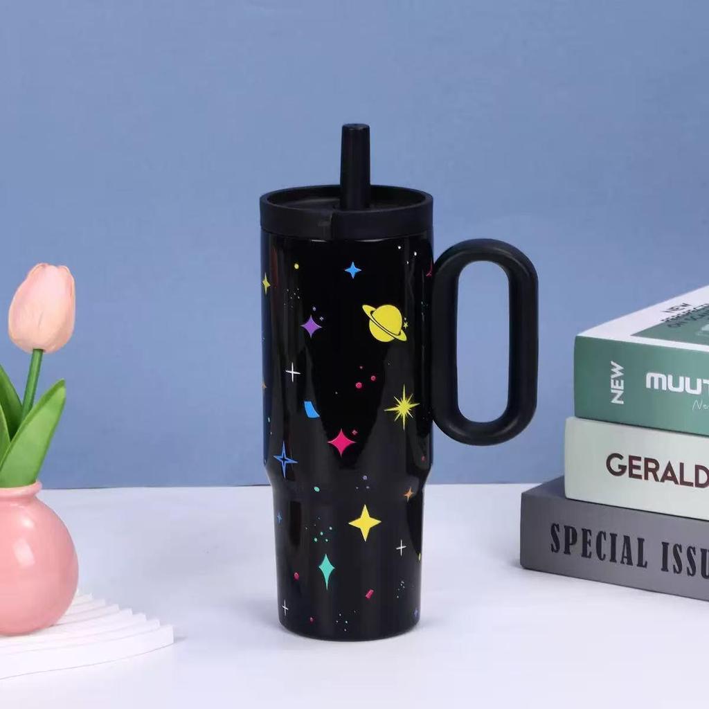 Tazza Termica con Cannuccia in Acciaio Inossidabile 316, Design Cartone Animato, Grande Capacità, Ice Buster