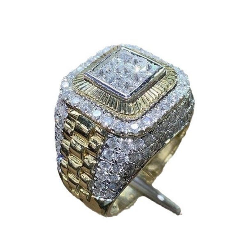Hip Hop Rings For Men Jewelry Inlaid White Zircon Punk Wedding Ring Size 6-13