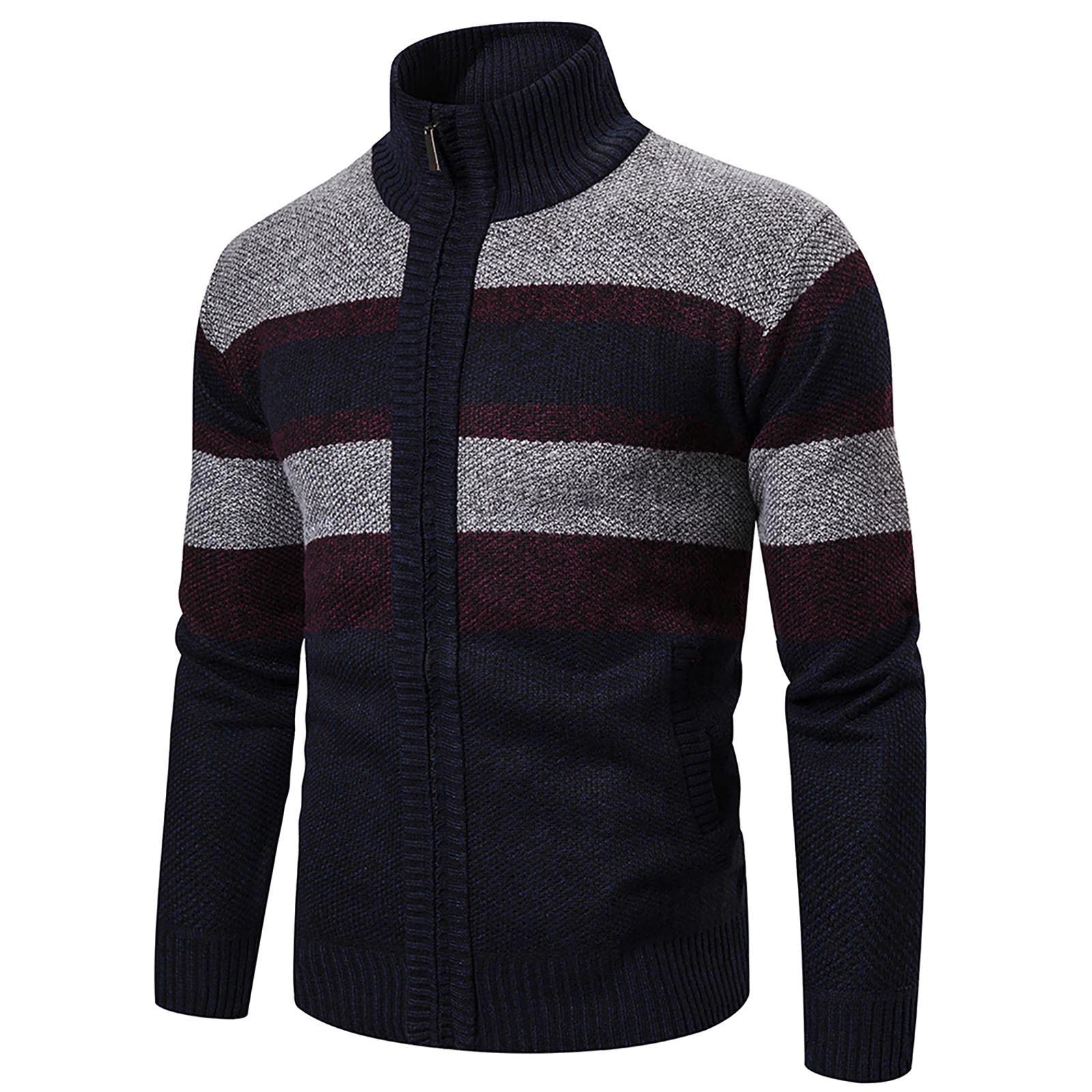 

Осенне-зимняя мужская мода, свободный кардиган, теплая куртка с капюшоном и лацканами, свитер XXXL тёмно-синий