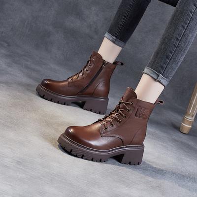 Martin Boots Women's British Style Short Boots Spring and Autumn 2026 New Leather Thick Sole Heightening Thin Retro Single Boots