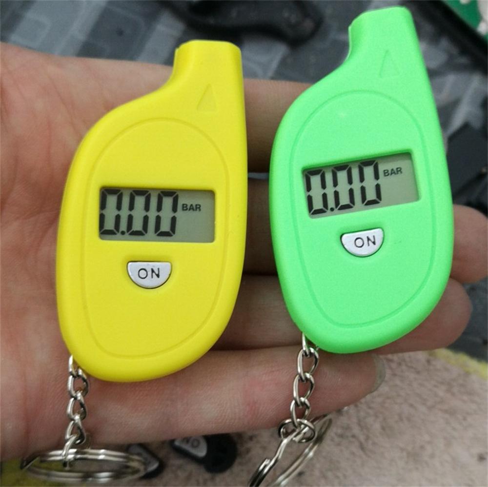 Mini Keychain Style Tire Gauge Digital LCD Display Car Tyre Air Pressure Tester Meter Car Auto Motorcycle Tire Safety Alarm