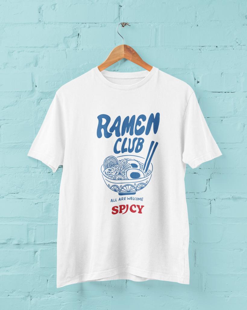 Ramen Club Spicy T-Shirt Japanese Noodle Bowl Graphic Tee Unisex Cotton B3