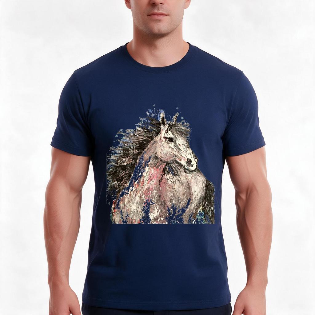 Horse Cheval 2 Tshirt Summer Casual Cotton Tee Oversized Streetwear Tops Vintage Graphic Print Loose Fit Short Sleeve