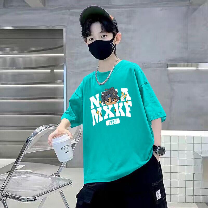 Jungen Cartoon Baumwoll-T-Shirt - Atmungsaktiv & Schweißabsorbierend, Kurzärmelig, Stilvolle & Lockere Passform für Mittlere und Große Kinder - Sommer-Trend