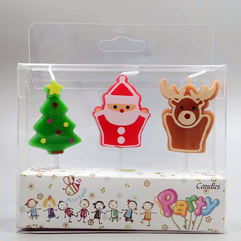 Christmas Cute Cartoon Santa Claus Elk Christmas Tree Candle Cake Children Party Decoration Candle