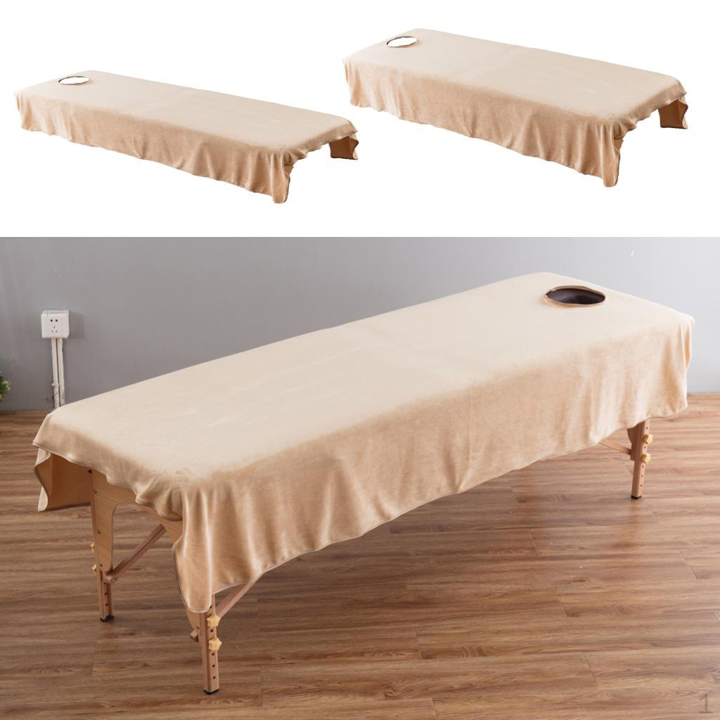 Buy 2pcs Crystal Velvet Massage Bed Sheet Cover with Face Hole Camel at