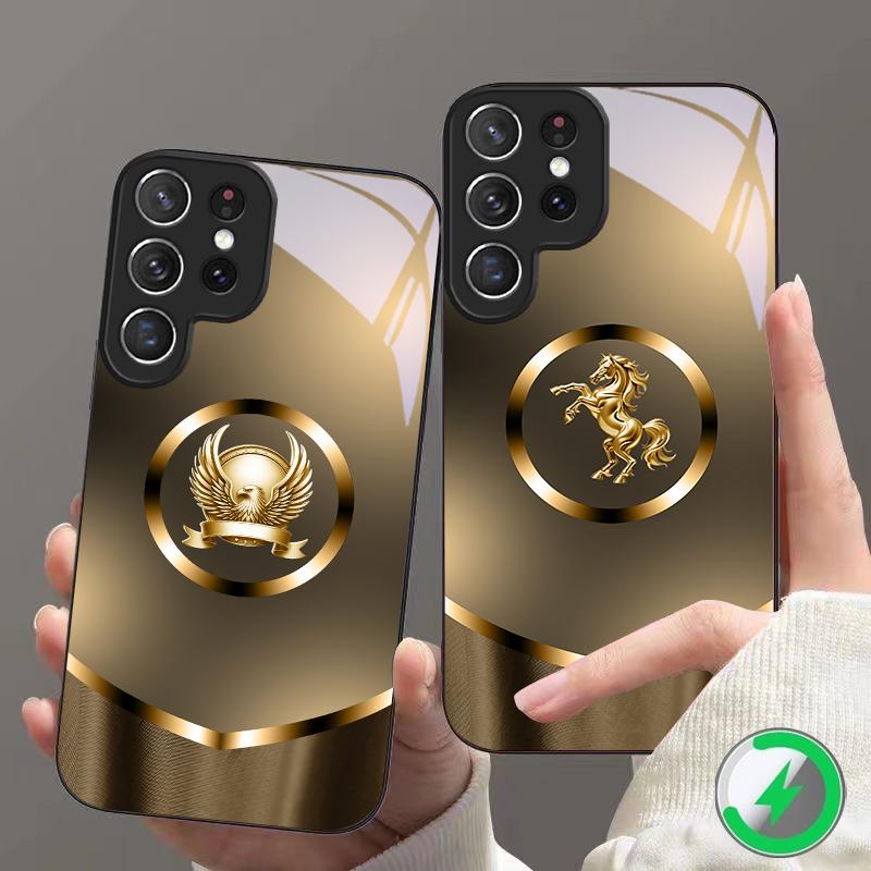 Golden gradient dragon For Samsung S26 S20Ultra S21 Pro S22 Plus S23 FE S24 Ultra S25 Edge For Magsafe Glass Phone Case