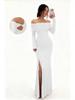 2025 Elegant One-Shoulder Long-Sleeve Slit Slim-Fit Dress