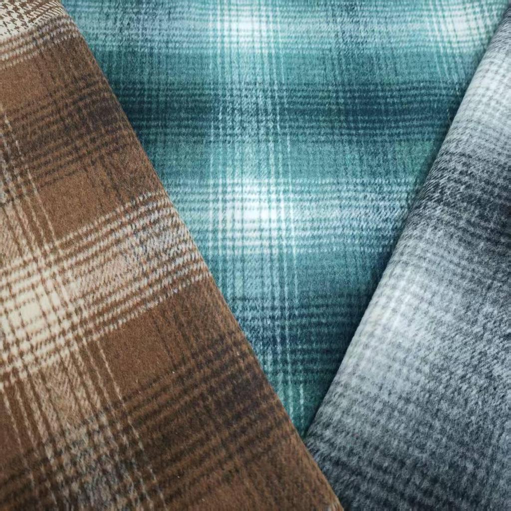 Shaoxing Brushed Plaid Fabric Shirt, Seasonal Fashion: Hats, Bags, Shoes, Hazy Plaid Coarse Woolen Collection.