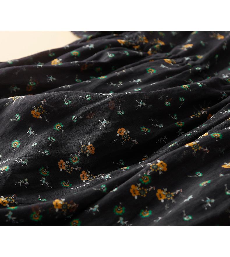 Abito da donna con scollo a V, cotone e lino, manica a cinque quarti, allacciatura, estivo 2024, retro, dimagrante in vita, lungo