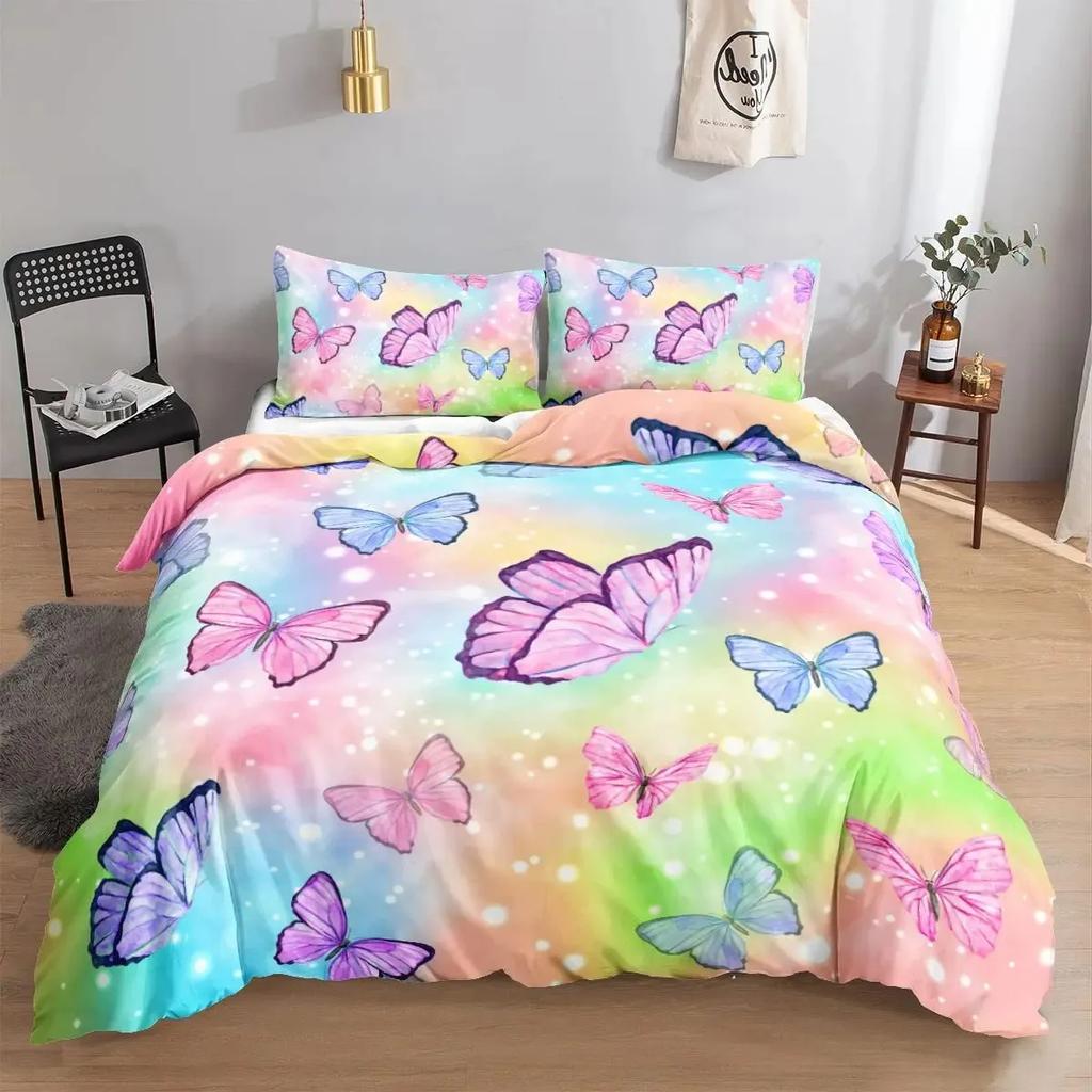 Mermaid Duvet Cover Set,Starfish Blue Undersea Style Dreaming Fairy Tale Bedding Set Girly Comforter Cover Bedroom Decor Gifts