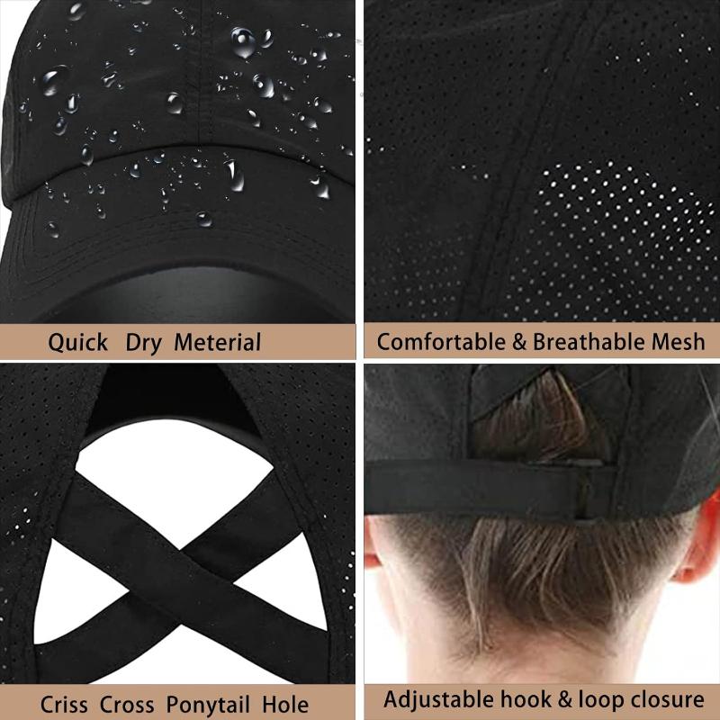 1Pc Womens Criss Cross Ponytail Baseball Cap Adjustable High Messy Bun Ponycap Quick Drying Hat,Unisex Quick Drying Trucker Hats