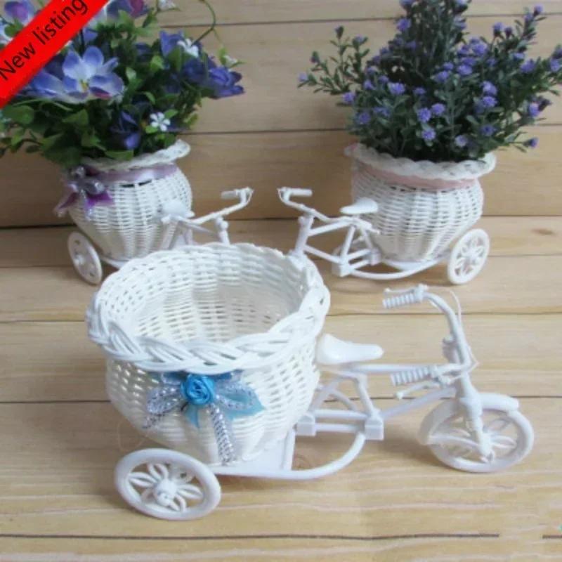1 Pcs 23*12.5*9 Cm New Creative Bicycle Shape Rattan Flower Basket Crafts Home Living Room Decoration