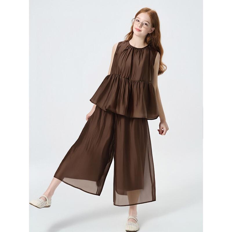 Monteau Girls  Relaxed Tencel Sleeveless Top & Wide-Leg Pants Set 160