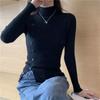 Pullocardi Knit Long High Pure Front Slim Black Women's Sweater, Sleeve, Turtleneck, Neck, Color, Buttons, Thin, Fit,