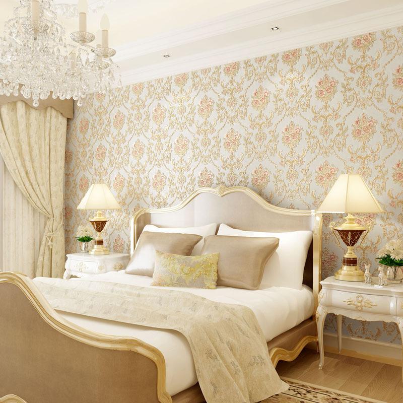 European Wallpaper Self-adhesive Pastoral Flower Luxury Wall Stickers Self-adhesive Bedroom Living Room Home Background Wall Wal