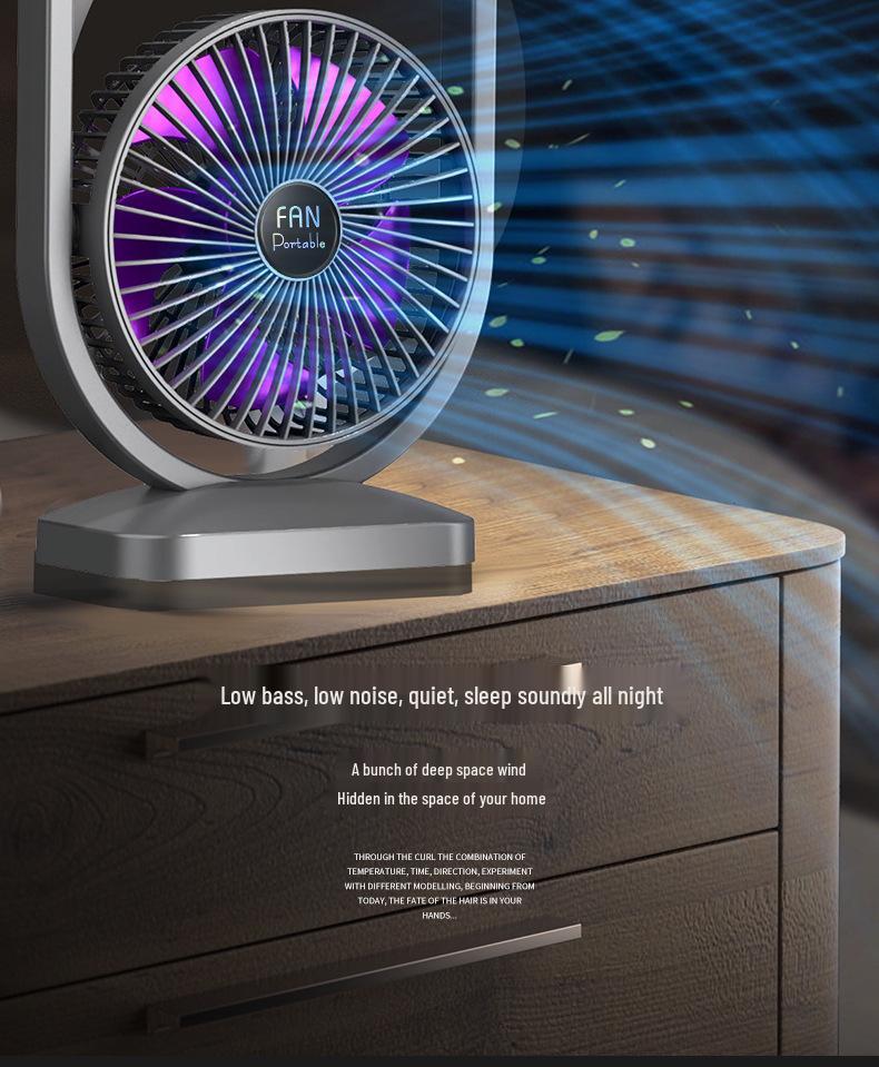 USB Rechargeable Dual-Head Silent Desktop Fan for Home and Office