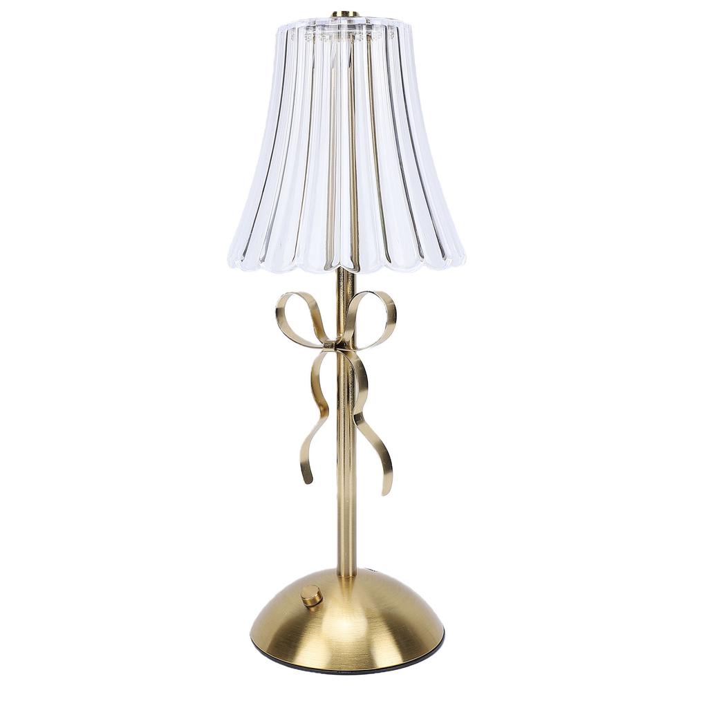 Cordless Bow Table Lamp Decorative Bedside Light 1200mAh Battery Operated Rechargeable Nightstand Lamp for Bedroom Home