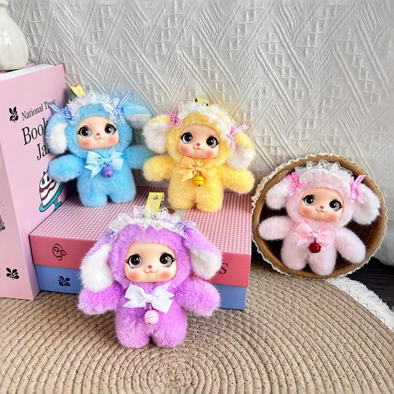 Cute Dog Vinyl Face Plush Toy Pendant Keychain Ornaments Delicate Doll Backpack Hangings Decor Car Keyring For Women Girls Kid
