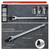 Drive Breaker Bar Wrench Socket 6/10/12Inch Extension 180-Degree Cr-V Flex Head And Engraved Non-Slip Handle Repair Tools