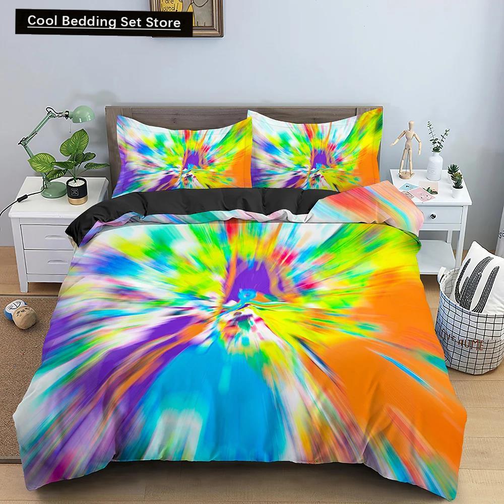 Comforter 3D Tie Dye King Queen Colorful Splash Ink Style Bedding Set For Kids Teens Adults Modern Art Polyester