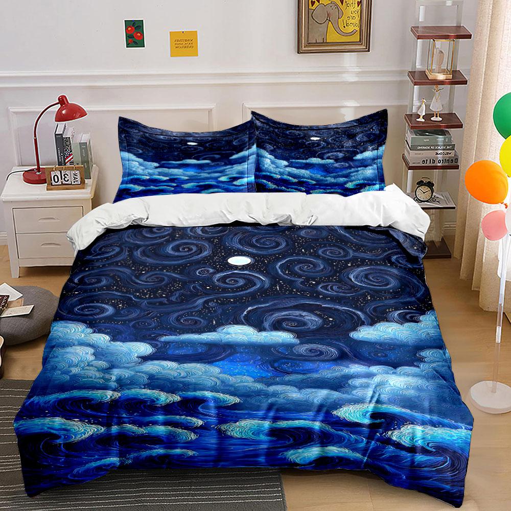 Swirling Moonlit Ocean Dreams Bedding Sets Duvet Covers Pillowcases(1* Duvet Cover 2* Pillowcases Without Duvet Insert)
