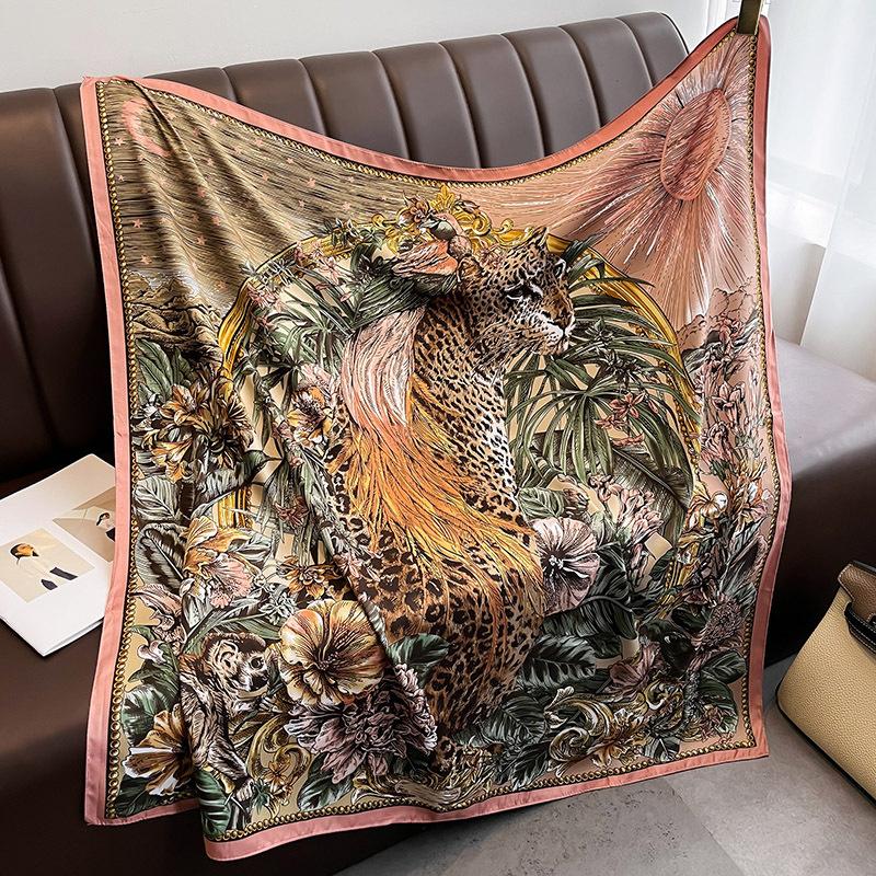 Literary and Artistic Style Printed Autumn and Winter Warm Scarf  Fashionable Outer Shawl Square Scarf for Women In Summer