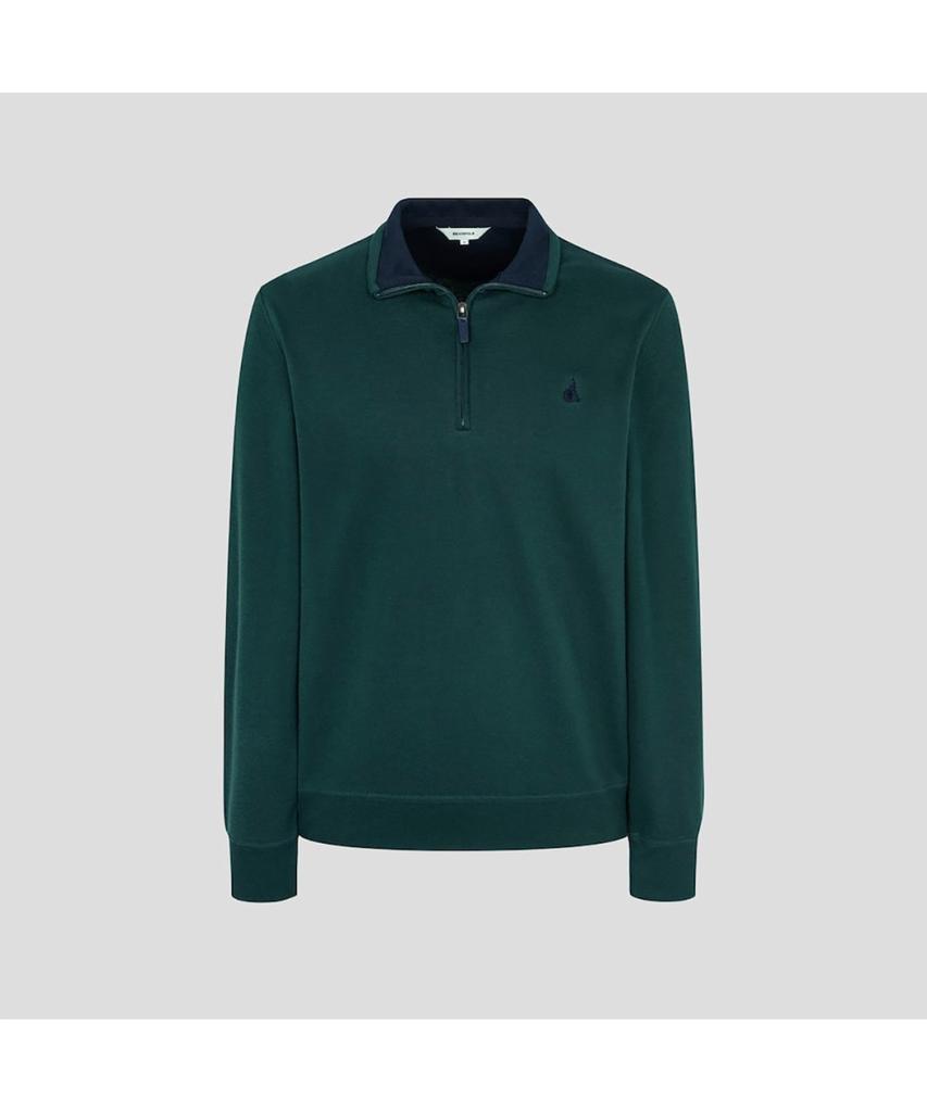 Binpolmen Classic Soft Cotton Quarter-Zip T-Shirt Green