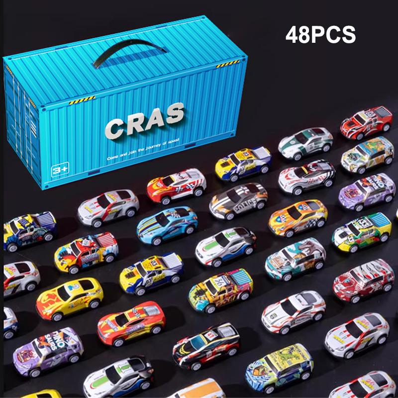 

48PCS Container Simulation Alloy Car Model Finale Alloy Inertia Pull Back Mini Car Toy Boy Engineering Car Set Toy Birthday Gift синій