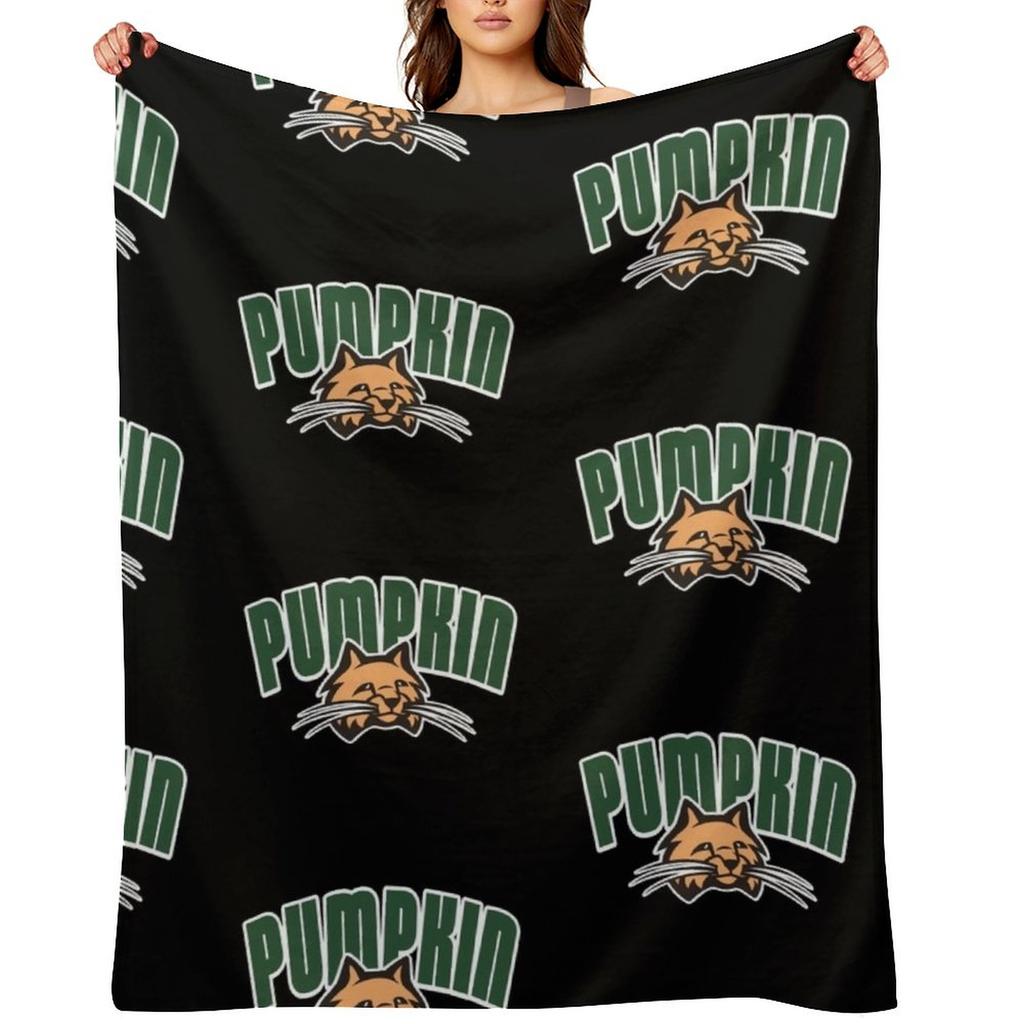 Ohio University Logo Pumpkin the Cat Throw Blanket Soft Beds Picnic Weighted Hair Blankets