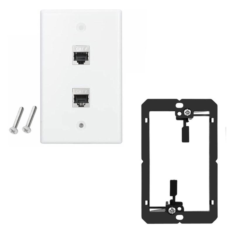 Reliable Wall Plate with Multiple Port, US Faceplates, White Ethernet Wall Outlet Cat7 Face Plate for Keystones Couplers