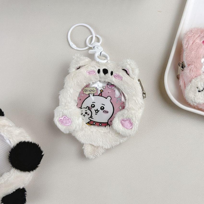 

Original ins75/58 Puffy Bag Charm Adorable Animal Plush Mini Pouch Round Badge Protective Cover Charm